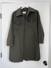 Womens Mango Unlined Handmade Wool Coat Dark Green