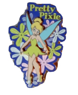 03' OFFICIAL PRETTY PIXIE TINKER BELL GOLD PURPLE YELLOW PINK FLOWER TRADING PIN