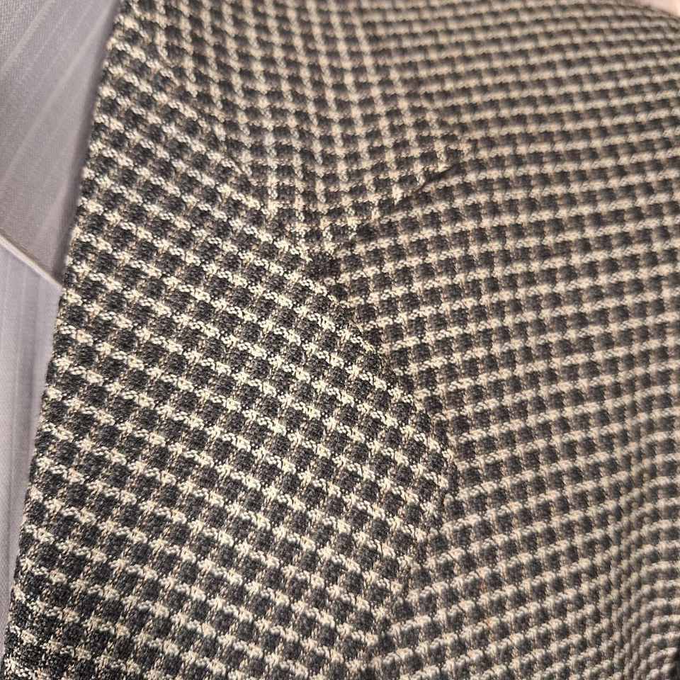 John Henry Sport coat Blazer Mens 40R Black White Grid Check 3 Button Ventless - Image 2 of 4