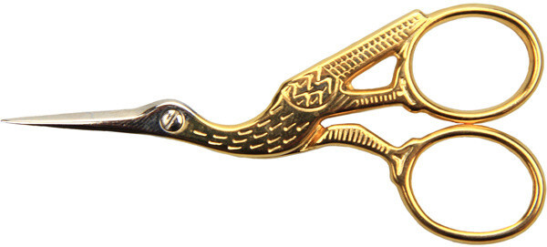 Permin - STORCHEN-STICKSCHERE - Gold - 9,2Cm - NÄHschere - Handarbeitsschere-image