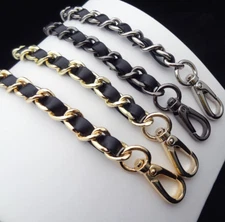 Real Leather & Chain Purse Strap Crossbody Shoulder Replacement Handbag Bag 
