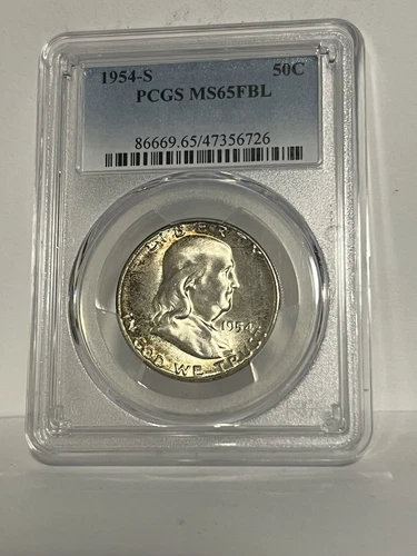 1954-S FBL MS65 Franklin Half Dollar - 90% SILVER - PCGS Graded *