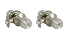 Bed And Bath Door Knob Defiant Stainless Steel 2 Pack NEW Same Day Ship !