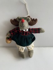Moose Plush Felt Christmas Tree Ornament Dress Basket 7.5"