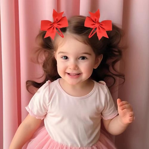 2PCS Snap Clips Multi-Colored Grosgrain Ribbon Hair Bows for Girls Blue - Picture 3 of 4