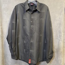 Vintage 90s bugle boy Charcoal Striped button up shirt grunge skater Large