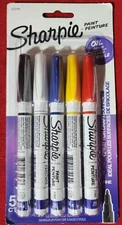 NEW Sharpie Oil-Based Fine Point Assorted Colors Paint Markers, 5 Count FREE SHI