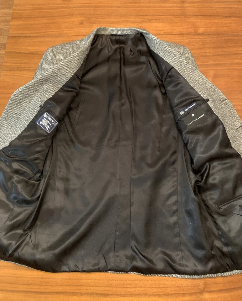 Blazer vintage Burberry para hombre 42T gris ojo de pájaro abrigo deportivo chaqueta de lana EE. UU. tweed Foto 3 de 4