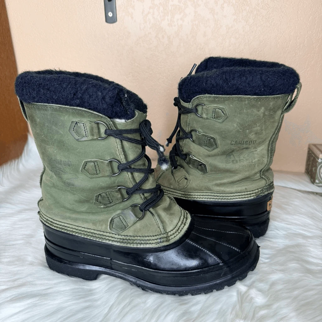 Sorel Caribou Winter Snow Boots Green Size 9