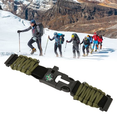 6 In 1 Paracord Bracelet Watch Band 22mm Buckle With Fire Starter Compass Wh DON