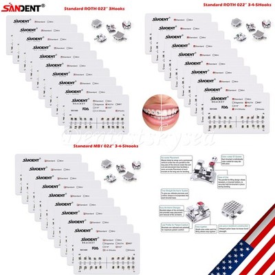 10-100Packs Ortho Metal Bracket Braces Standard Roth/MBT 022 3/345 Hooks ZX