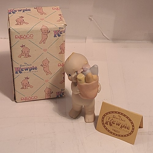 Estatuilla de porcelana 1991 Enesco Kewpie Rose O'Neill's 4" con comestibles