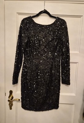 Warehouse Paillettenkleid Gr. 40 schwarz Glitzer