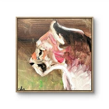 14 X 14 EXPRESSIONISM ORIGINAL  CHM Mountain Lion COLORFUL ABSTRACT ART PAINTING