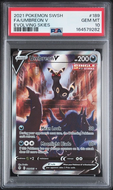 2021 POKEMON SWORD & SHIELD EVOLVING SKIES #189 FULL ART/UMBREON V PSA 10