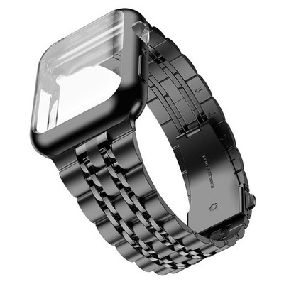 Wolait Apple Watch Band 44mm Black Stainless Steel for Series 6/5/4/SE Men