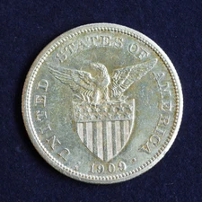 1909 S Philippines One Peso 80% Silver Coin KM# 172