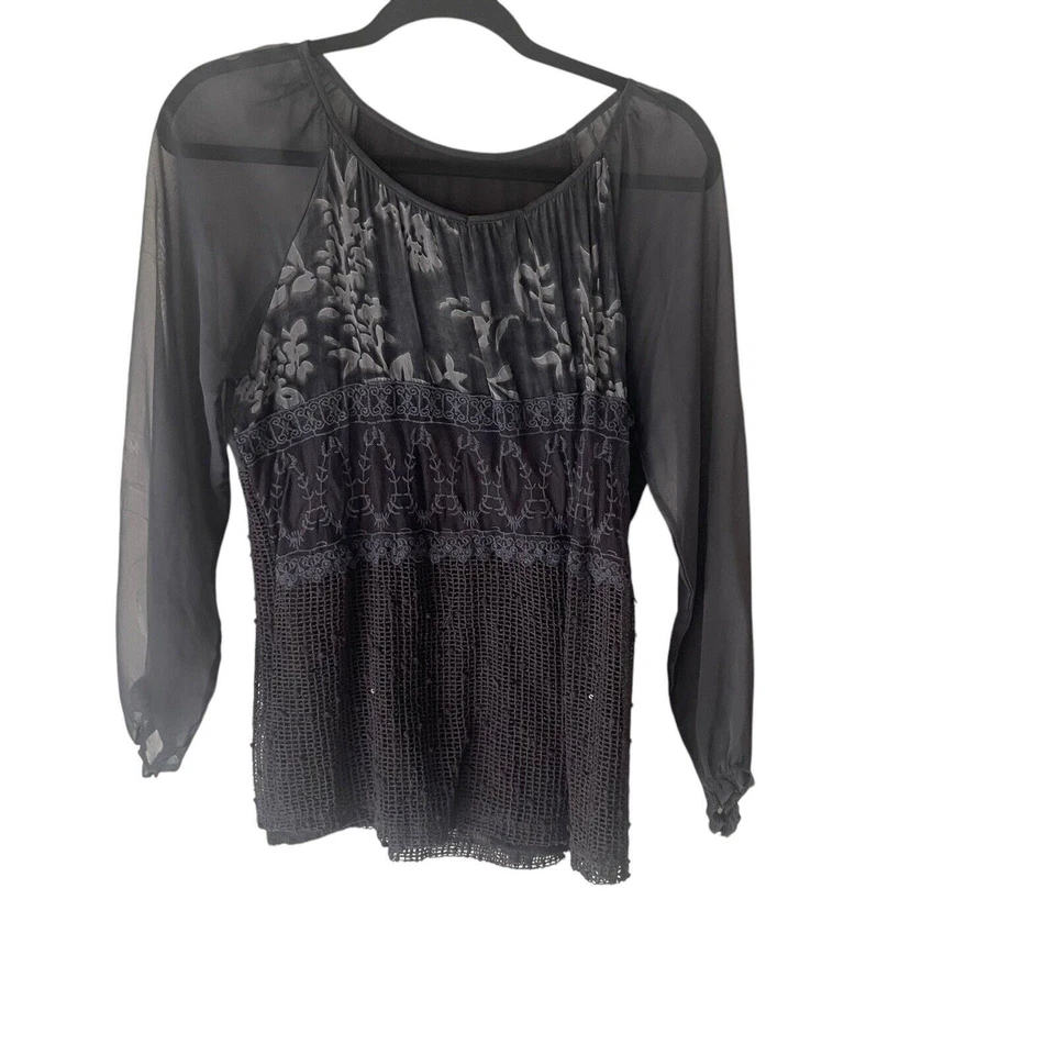 Top para mujer mediano azul gofre floral boho chifón hada femenino Danity Foto 2 de 4