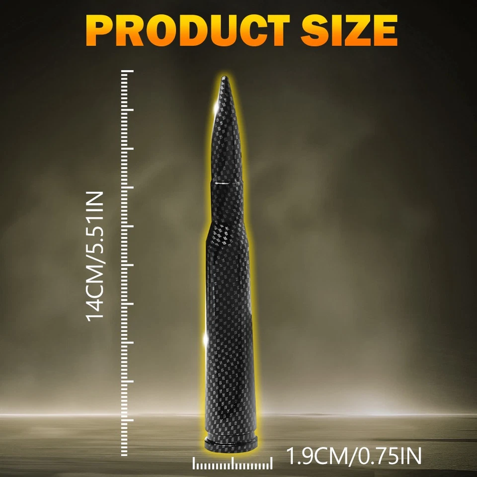 Antena bala de coche universal 14 cm negra plateada 50 Cal para Jeep Wrangler JK 2018 Foto 4 de 4