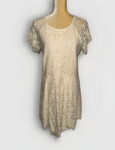 Vestido Free People Walking to the Sun Volantes Parte Inferior Encaje Crema Talla M - Imagen 1 de 12
