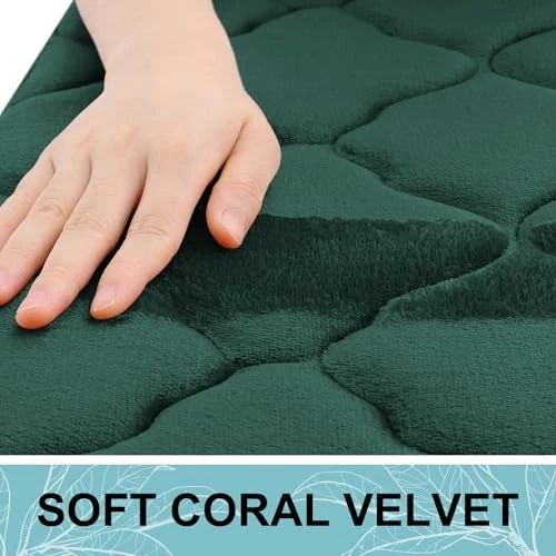  Memory Foam Toilet Rugs U-Shaped 24x20, Ultra 24" x 20" Contour Rug Dark Green - Image 2 of 4