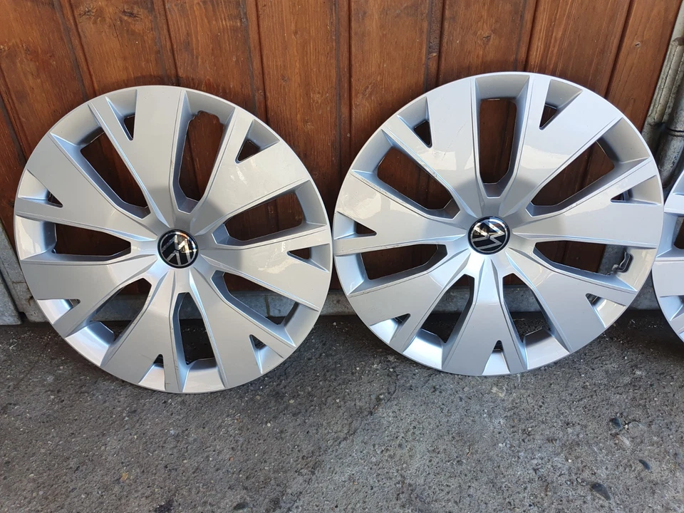 4x Cache Moyeu VW 16 Pouces Jantes Enjoliveurs 2GM601147B Argent Très Bon État - Photo 2/4