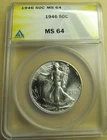 1946  Walking Liberty Half Dollar - ANACS MS 64, Looks Proof  66!
