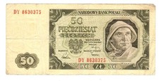 Poland POLAND BANKNOTE 50 ZLOTYCH 1948 P138 VF GOOD CONDITION