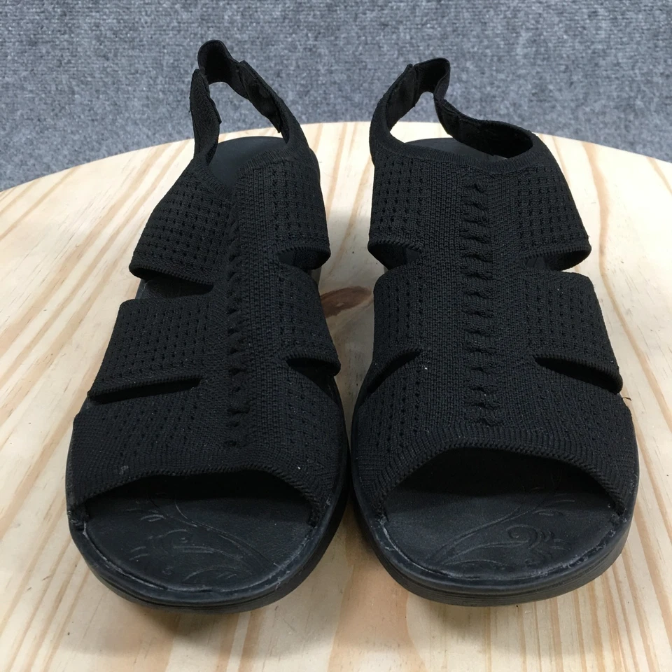 Sandalias Bzees para mujer 9,5 M negras dobles correas con cordones punta abierta cómodas Foto 4 de 4