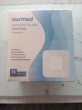 Ourmed Non-Woven Adhesive Island Dressings, 10cm x 10cm, 50 pcs