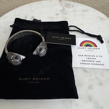 Bracciale con cerniera Kurt Geiger grigio massimalista e scintillante cristallo arcobaleno aquile nuovo con etichette