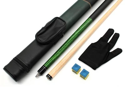 BILMAG Billard Pool Queueset Cue Set grün, Queue+Köcher+Handschuh+Kreide Tasche+Kö