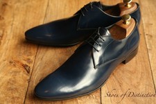 Prada Navy Blue Leather Derby Shoes UK 8.5 US 9.5 EU 42.5