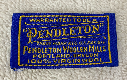 Vintage Pendleton Woolen Mills Portland Oregon 100% Virgin Wool Clothing Tag