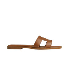Hermes Oran Sandal Calfskin & Gold Piqures Women’s Shoes