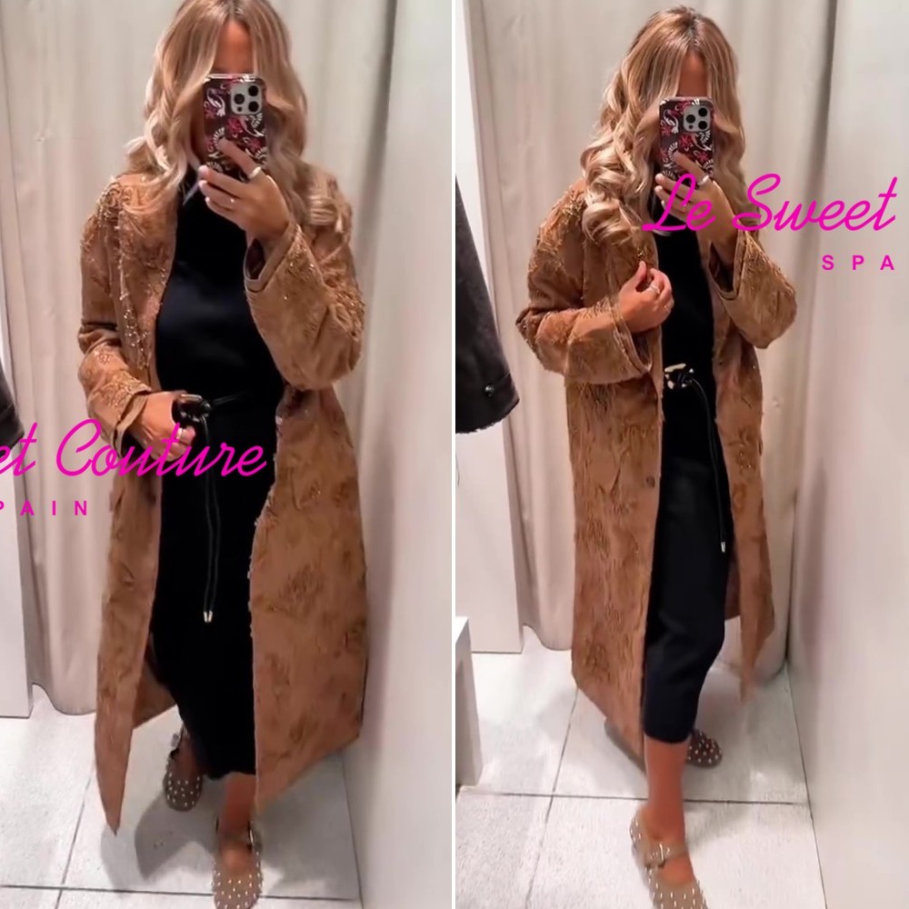 ZARA WOMAN FW25 EMBROIDERED LONG COAT ZW COLLECTION LIMITED