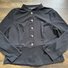 Tommy Hilfiger Black Womens Military Style Jacket Gold Buttons Size 14 C9