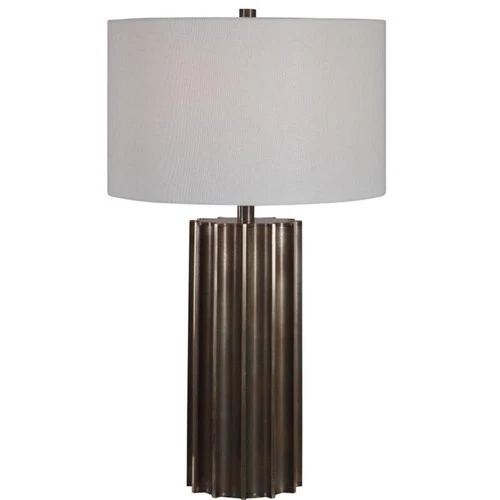 Uttermost Khalio Contemporary Steel and Fabric Table Lamp in Aged Gunmetal - Picture 1 of 9