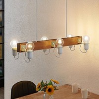 Lucande Pendelleuchte 'Becky' (Skandinavisch) In Weiß Aus Holz (6 Flammig, E27)