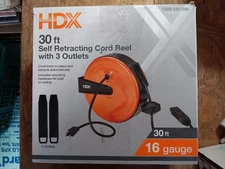 HDX 30 ft. 16/3 Heavy-Duty Retractable Cord Reel with 3 Grounded Outlets