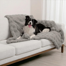 Waterproof Dog Blanket, Soft Faux Fur Throw with Fur-Resistant Fleece, Washable