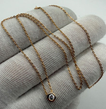 Delicate Classic Chain 14K 585 Rose Gold Diamond Necklace 0.13ct - 42cm - 1.69g