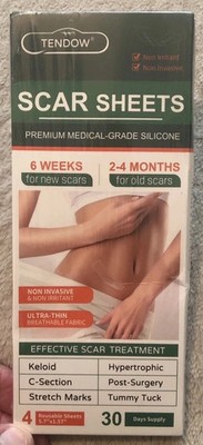 Scar Removal Silicone Sheet for Hypertrophic and Keloids, 4 Sheets, 5.7''x1.57''