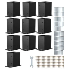 Uimoso 10Pcs 4x4 Post Base Bracket for Wood Fence, Inner Size 3.6x3.6 in