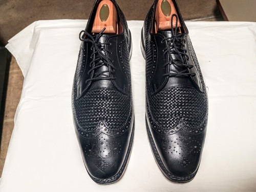 Allen Edmonds Boca Raton 6903 Black Leather Woven Wingtip Derby 11.5 EEE - Picture 2 of 7