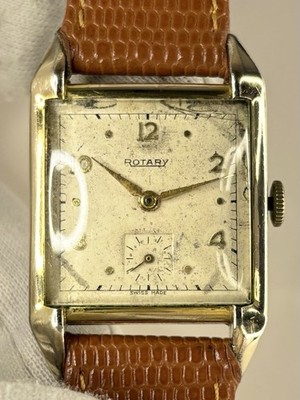ROTARY Vintage 1940 s Men s Manual Sub-Seconds Square Gold Dress Watch