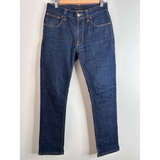 Nudie Jeans Mens Organic Cotton Dark Wash Indigo Slim Straight Jeans W29 L34 Y2K