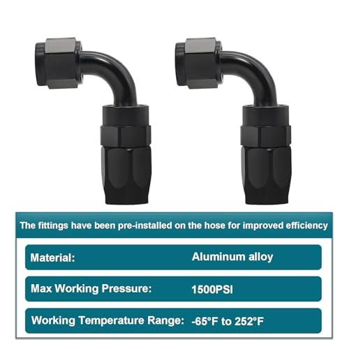 6AN Fuel Line Kit CPE, 3FT Assembled AN6 Braided Fuel Line with 3ft(90°+90°)