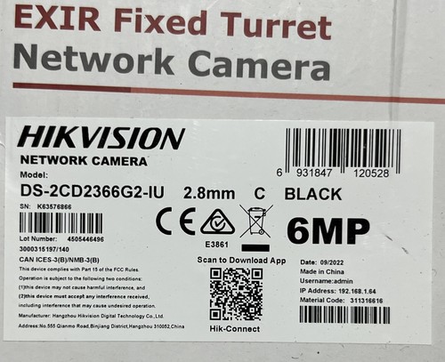 Hikvision DS-2CD2366G2-IU 6MP Black With Mic IPCam 2.8mm New Set Of 4 - Picture 5 of 5