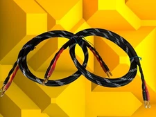 Canare 4S11 HI-FI Speaker Cable Pair, Braided 2 to 2 Banana, 15 Ft